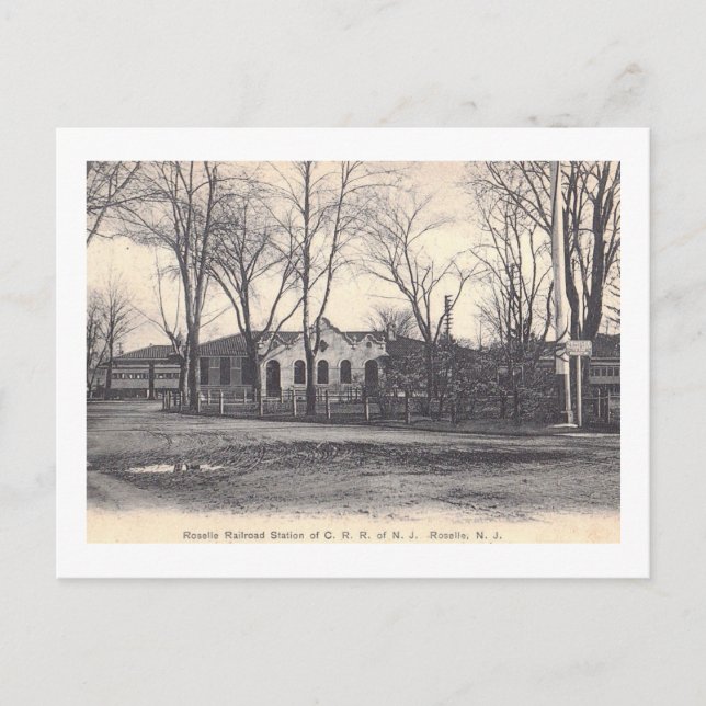 Train Station, Roselle, New Jersey Vintage Postcard (Front)