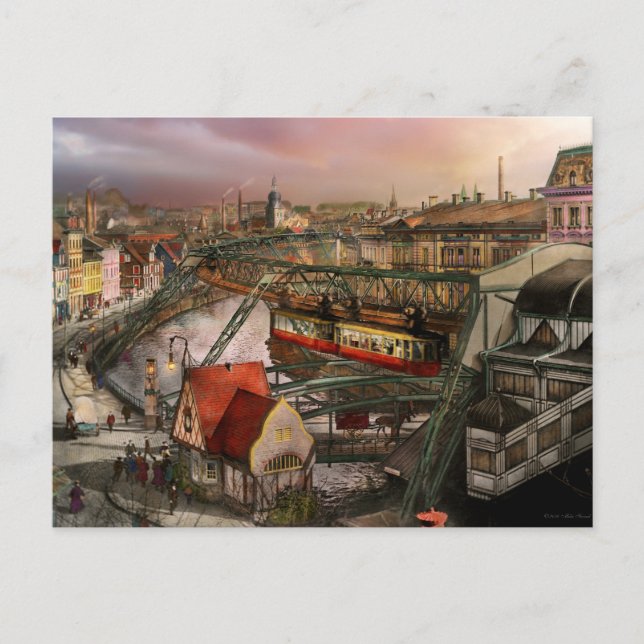 Train Station - Wuppertal Suspension Railway 1913 Postcard (Front)