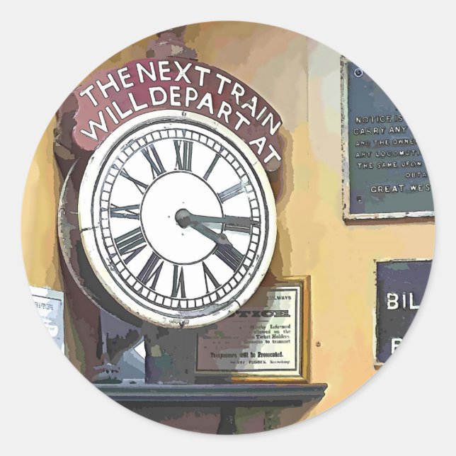 TRAIN STATIONS CLASSIC ROUND STICKER (Front)