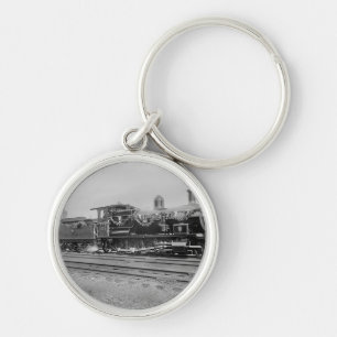 train steam locomotive engine old railway railroad key ring