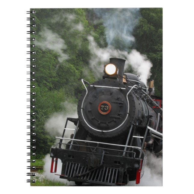 train steam rail railway station engine rails art spiral notebook (Front)