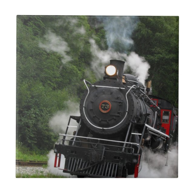 train steam rail railway station engine rails art tile (Front)