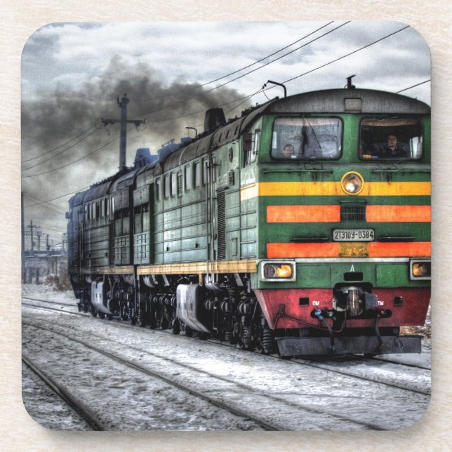 Train Steam Railroad Steampunk Engine Destiny Coaster (Front)
