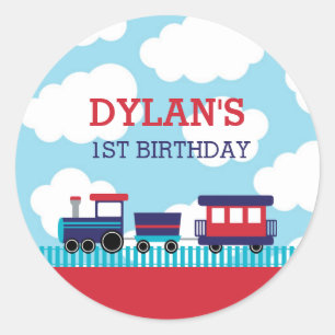 Train Stickers Birthday Party Favours (Navy & Red)