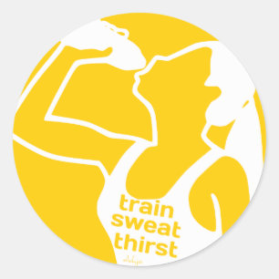 TRAIN SWEAT THIRST (F) yellow Classic Round Sticker