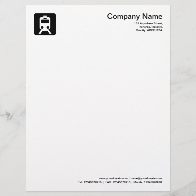 Train Symbol - Black Letterhead Template (Front)