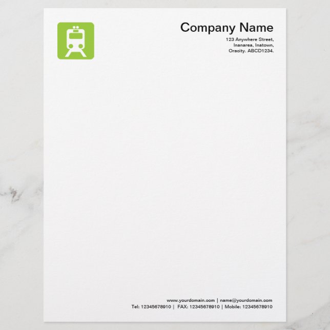 Train Symbol - Martian Green Letterhead Design (Front)
