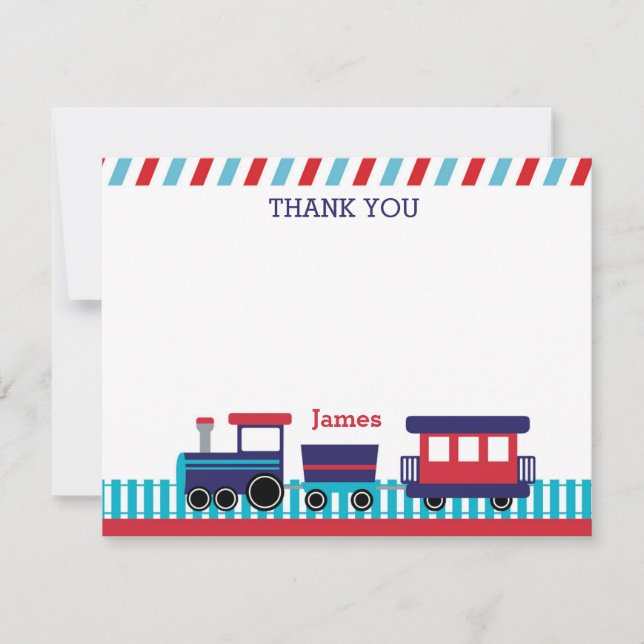 Train Thank You Card - Navy Blue & Red (Front)