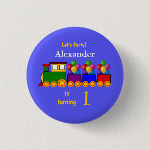 Train Theme Boy's First Birthday 3 Cm Round Badge