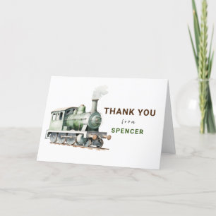 Train-Themed Folded Birthday Thank You Card
