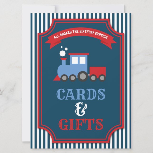 Train themed party birthday Cards and Gifts Sign (Front)