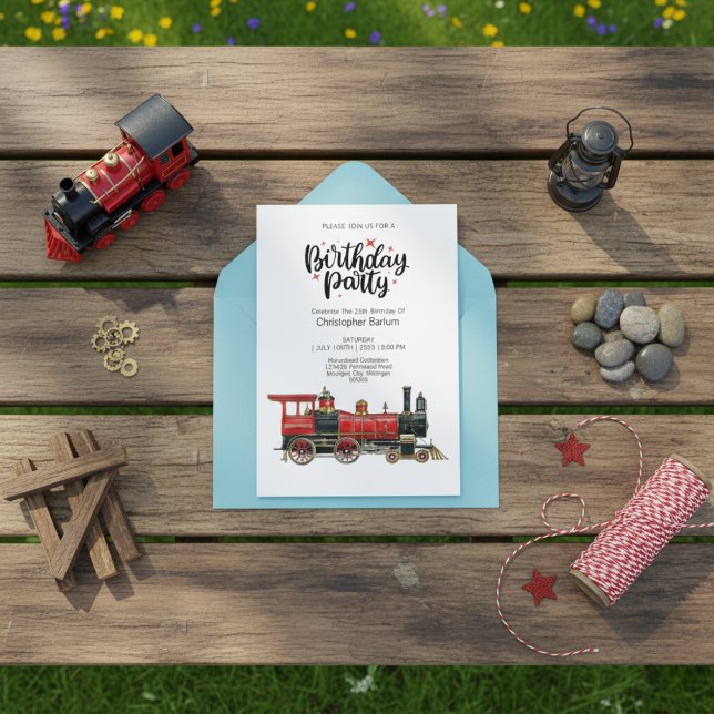 Train-Themed Please Join Us Birthday Party  Invitation (Train-Themed Please Join Us Birthday Party Invitation)