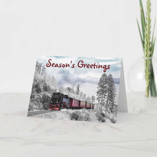 Train Themed Season's Greeting Christmas Card (Front)