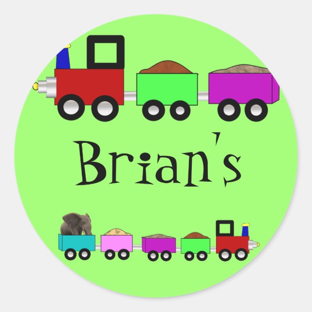 Train themed stickers Personalised (Front)