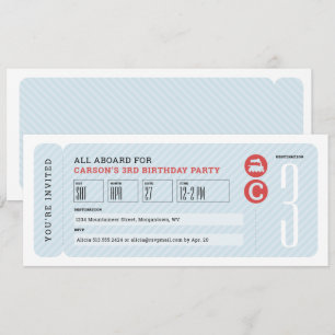 Train ticket children's birthday party invitation
