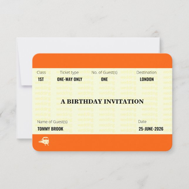 Train Ticket Inspired | Birthday Invitation (Front)
