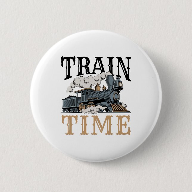 Train Time Model Railroad Railway Hobbyist 6 Cm Round Badge (Front)