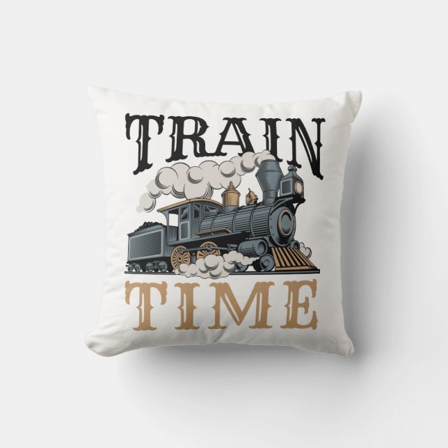 Train Time Model Railroad Railway Hobbyist Cushion (Front)