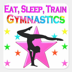 TRAIN TO BE A GYMNASTICS CHAMPION SQUARE STICKER