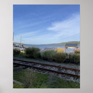 Train Tracks by Lake Poster
