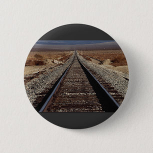 Train tracks, Mojave Desert, California, U.S.A. 6 Cm Round Badge