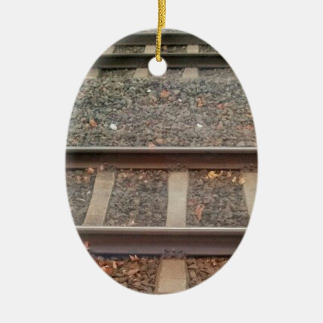 Train Tracks, Railway Ceramic Tree Decoration (Front)