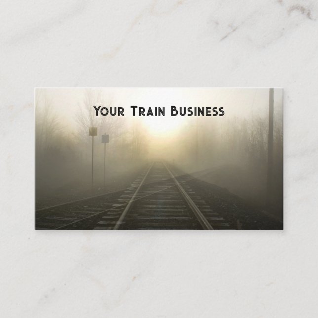 Train Tracks Surreal Sunrise Foggy Morning Business Card (Front)