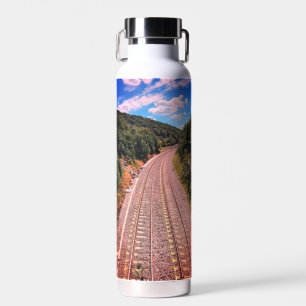 Train tracks water bottle