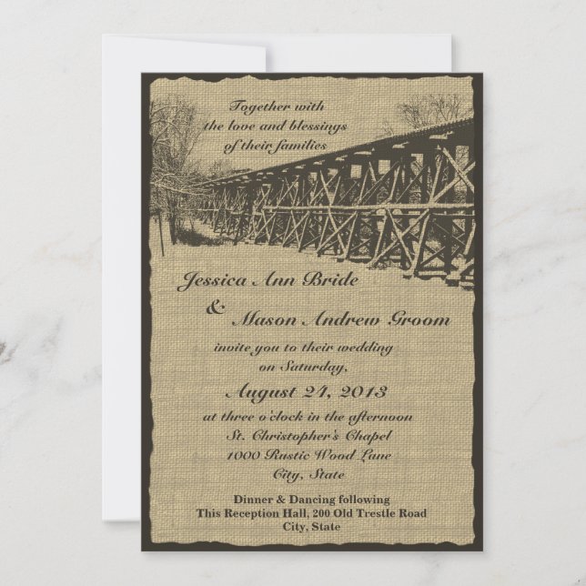 Train Trestle Rustic Wedding Invitation (Front)