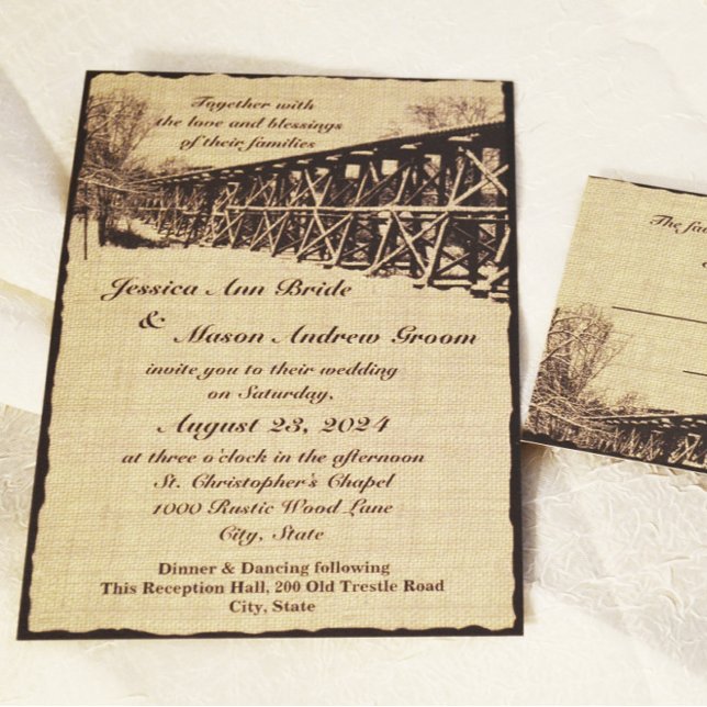Train Trestle Rustic Wedding Invitation (Creator Uploaded)