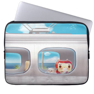 Train Trip with Cat Laptop Sleeve