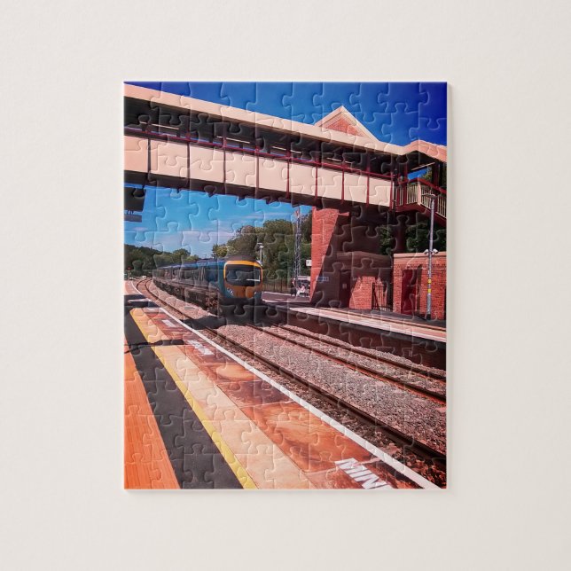 Train under the bridge jigsaw puzzle (Vertical)