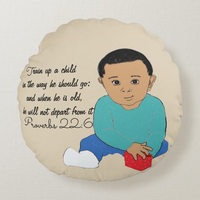 Train up a child in the way he should go round cushion (Front)