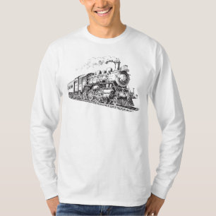 Train Vintage Graphic Design Sketch Retro Steam  T-Shirt