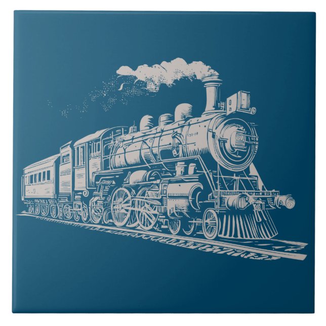 Train Vintage Graphic Design Sketch Retro Steam  Tile (Front)
