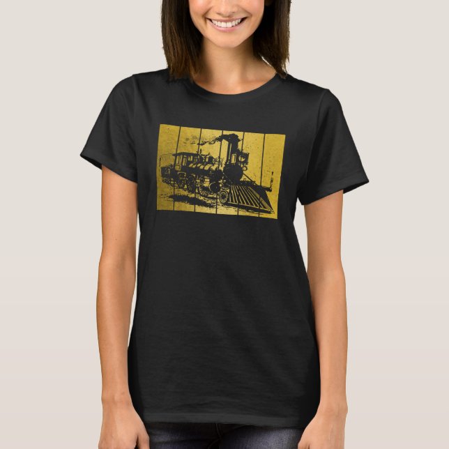 Train Vintage Locomotive Model Railroad Train T-Shirt (Front)