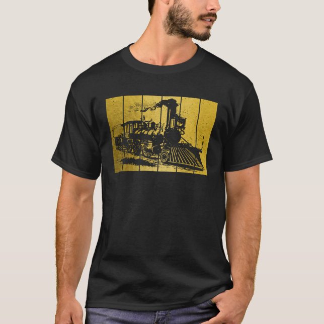 Train Vintage Locomotive Model Railroad Train T-Shirt (Front)