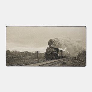 Train Vintage Travel Transportation Steam  Desk Mat