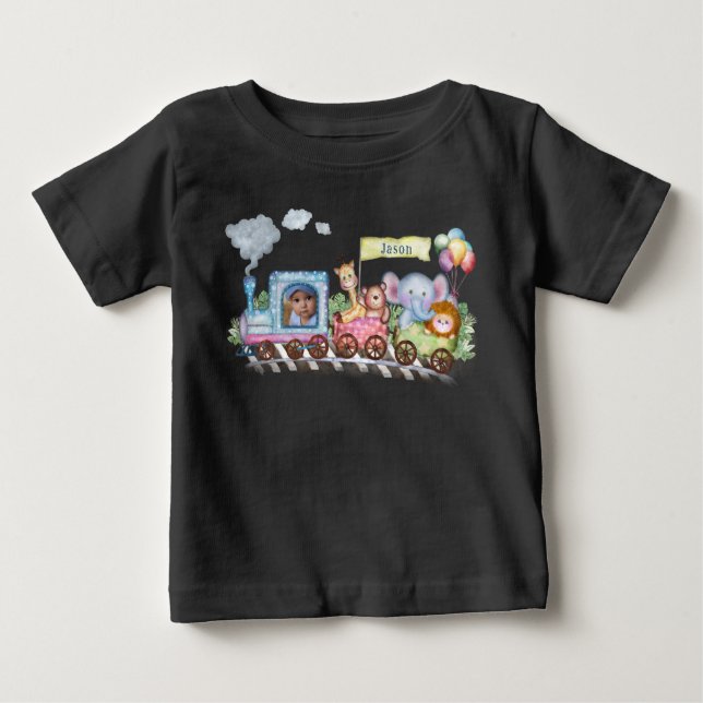 Train watercolor cute baby T-Shirt (Front)