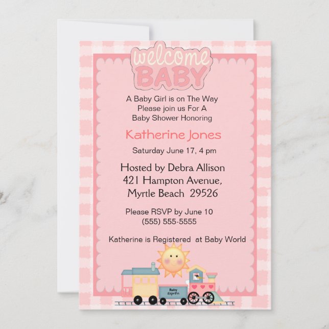 Train Welcome Baby Shower Invitation (Front)