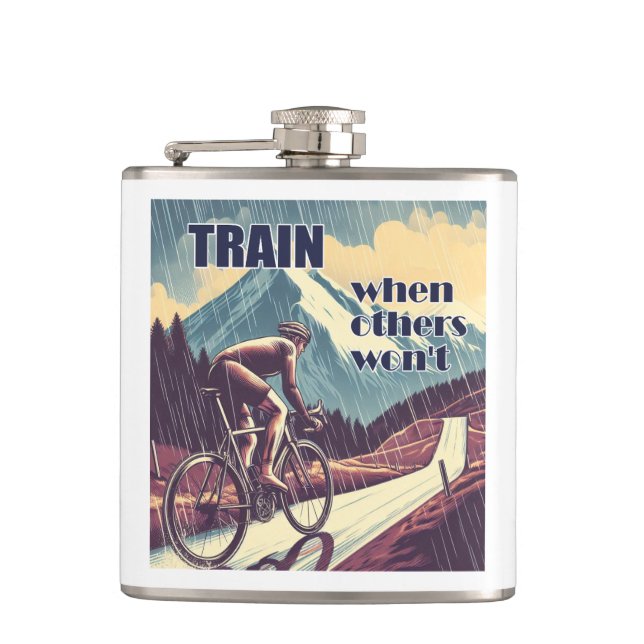 Train When Others Won't Cycling Hip Flask (Front)