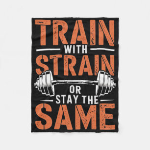 Train With Strain - Fitness Motivation Gym Muscle Fleece Blanket