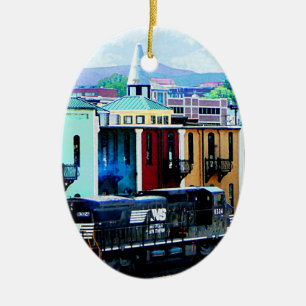 Train with Two Locomotives Roanoke, VA Ceramic Tree Decoration