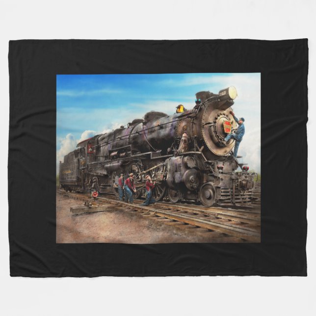 Train - Working on the railroad 1930 Fleece Blanket (Front (Horizontal))