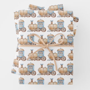 Train Wrapping Paper Sheet