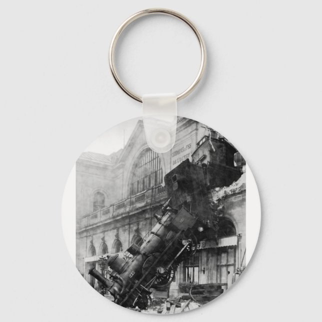 Train Wreck at Montparnasse, railroad disaster Key Ring (Front)