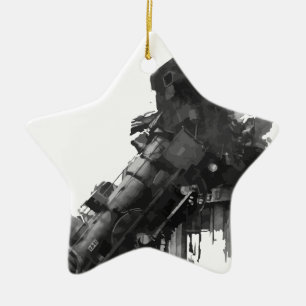 train-wreck ceramic tree decoration