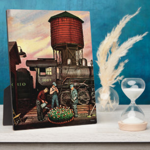 Train Yard Flower Garden by Stevan Dohanos Plaque