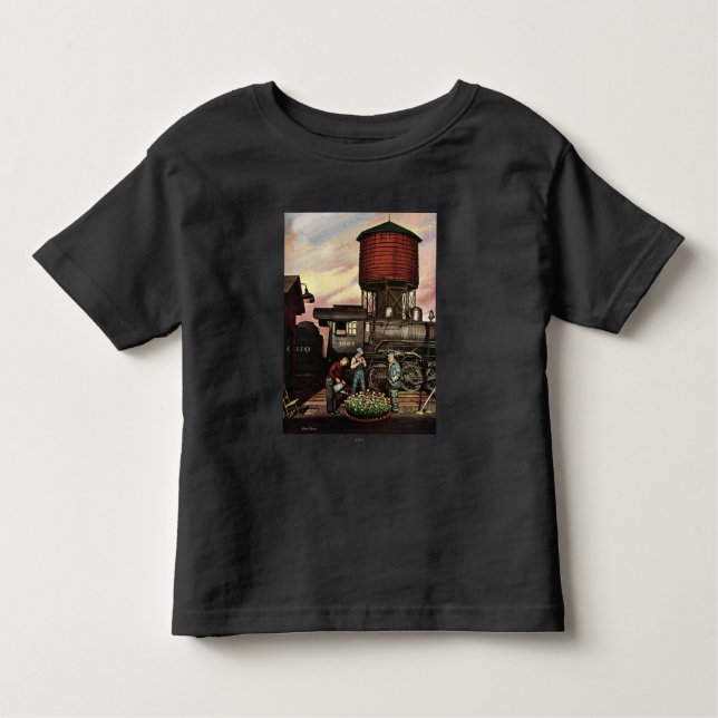 Train Yard Flower Garden by Stevan Dohanos Toddler T-Shirt (Front)