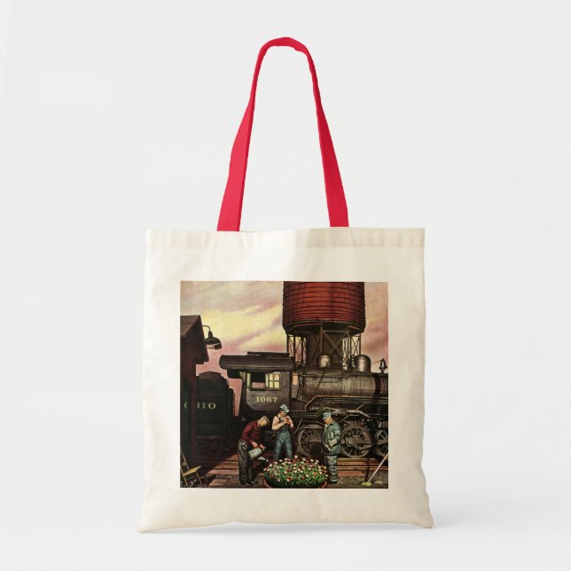 Train Yard Flower Garden by Stevan Dohanos Tote Bag (Front)